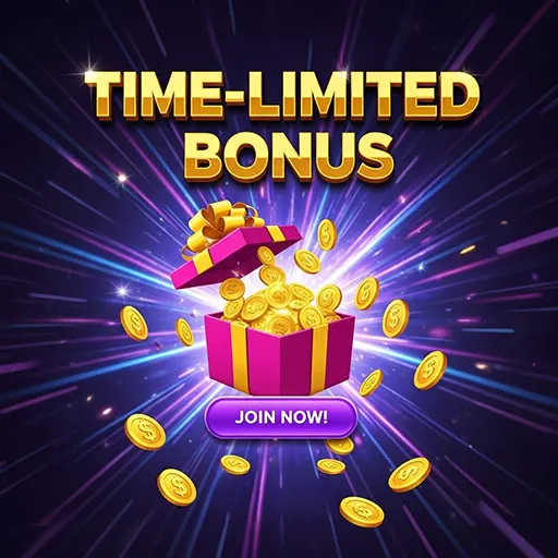 Colorful online casino bonus banner with spinning reels and coins on 313bet