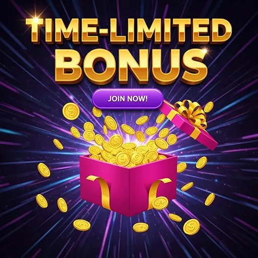 Colorful online casino bonus promotion with coins and gift boxes from 313bet