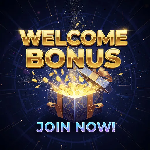 Colorful online casino bonus promotion banner with coins and flashing lights on 313bet