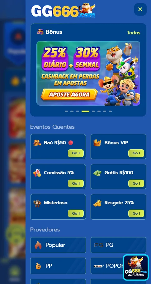 Jogador acessando promoções regulares no gg666.com